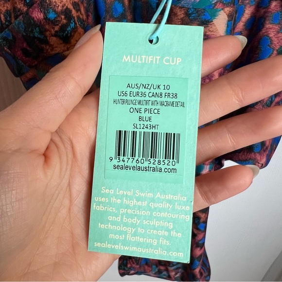 NWT SEA LEVEL Hunter Plunge Macrame Detail Multifit One Piece Swimsuit. Size 6 - Picture 13 of 14